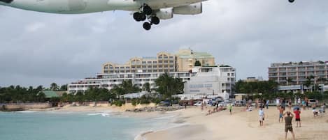 Maho Beach!!!..view of plane landing while  drinking a cold guava berry !1