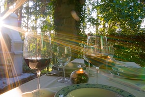 Dinner under the portico