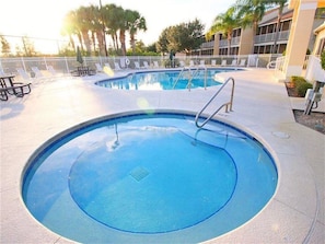 Community heated pool and hot tub