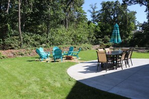 Back Yard with Fire Pit & lots of seating