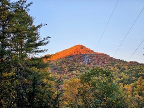 Sunset mountain view from the deck in fall.