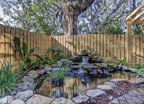 Relaxing water feature in the zen garden