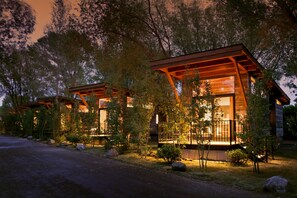 The Cabin is located on a rustic property, part of a tiny house resort community