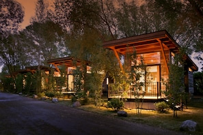 The Cabin is located on a rustic property, part of a tiny house resort community