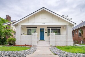 Enjoy the front porch of our historic home on any type of day