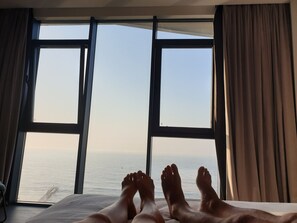 Waking up with a view and listening to the waves in our master bedroom...