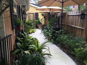 Entrance to front door. Private fencing.