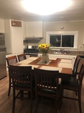 Kitchen with stainless steel appliances