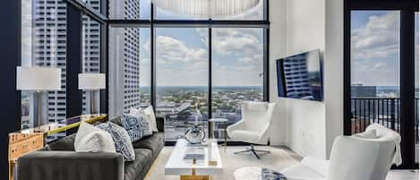 Luxury Living Area in Midtown Atlanta Vacation Rental.