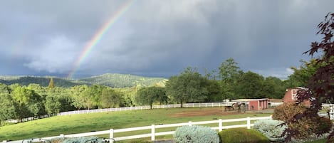 There’s the barn down the driveway from the main ranch house. 