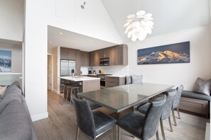 Dining area seats eight comfortably