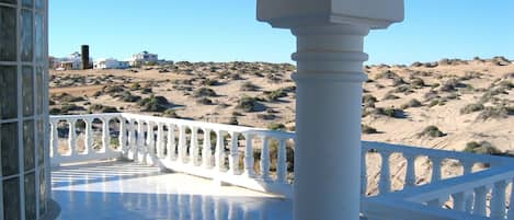 Dunes viewed from the street front terrace