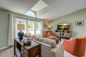 Living Room with Comfortable Furnishings and Mountain Views