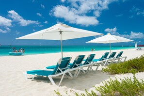 Our Beach. Chairs set out for you each day!