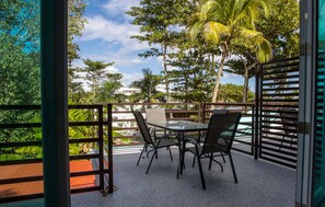 Balcony with dining table