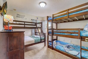 Our Second Bunk Room is a tropical STITCH Themed Room. Perfect for all the Cousins or an entire family. 