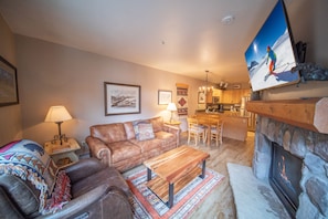Warm up with the gas fireplace