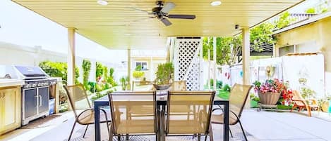 This is the definition of California outdoor living with this patio/grill setup!