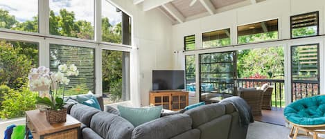 Living room looking out to the lanai