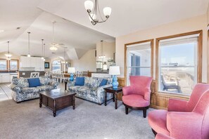 Top-Level Living Room with Deck Access - Main House