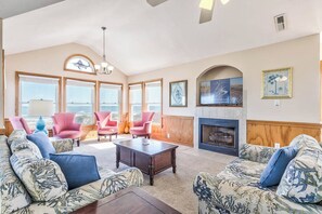 Top-Level Living Room with Deck Access - Main House