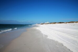 Enjoy the miles of sandy white beaches a emerald green waters of the Gulf.