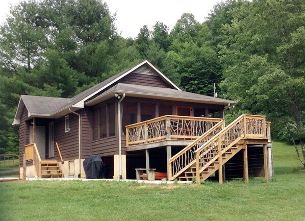 View of cabin from creek
