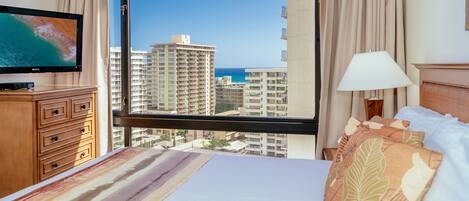 Beautiful Ocean View on the Bed While Watching TV