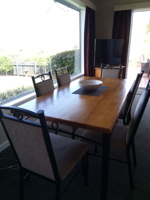 Dining area overlooking the back yard.