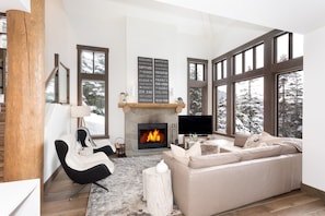 The living area features new furniture