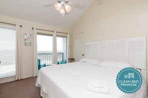 Sleep better at Padre Escapes with our exclusive Clean Bed Promise, providing fresh linens, comforters, and towels washed at high temperatures exceeding CDC recommendations, setting us apart for a truly restful vacation