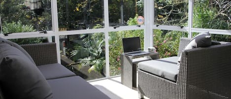 Sunroom overlooking stream