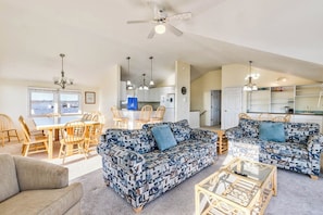 Top-Level Living Room with Deck Access