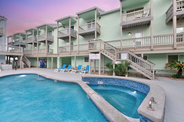 Refresh yourself in the tranquil heated pool or unwind in the community hot tub—perfect ways to relax and recharge during your stay.
