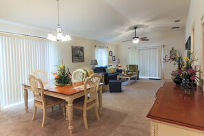 View of dining and living area. 