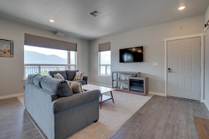 Living Room | 2nd-Floor Condo | Sleeper Sofa | Electric Fireplace