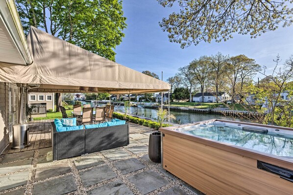 East Quogue Vacation Rental | 3BR | 3BA | 2,220 Sq Ft | Stairs to Access