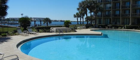 Waterfront and poolside relaxation by Santa Rosa Sound. Come enjoy a stay!