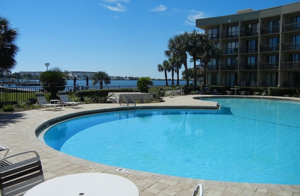 Waterfront and poolside relaxation by Santa Rosa Sound. Come enjoy a stay!