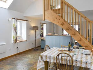 Convenient dining area within the open-plan design | The Old Dye House, Hallin