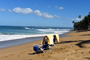 Sandy Beach. 2 minute walk from The Beach Pad.