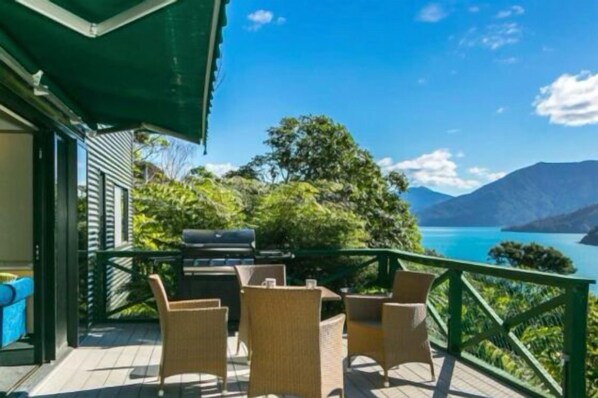 Large sun drenched deck