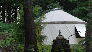 All season winterized 17x17' lakeside Yurt! Wool Insulated with wood stove. 