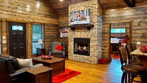 Great Room - Rock Gas Fireplace with TV
