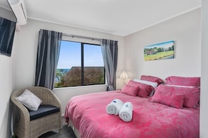Bedroom with the Sea Views. Has TV but is a little small