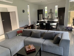 open plan living area looking to kitchen