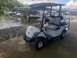 This home comes with a golf cart to get to the restaurant and back.
