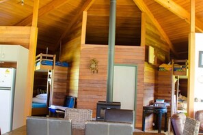 Dining and fireplace