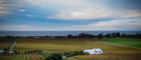 The apartment is above our Cellar Door, as seen here.  And close to the sea.