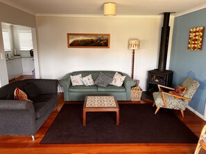 Living area with woodburner
